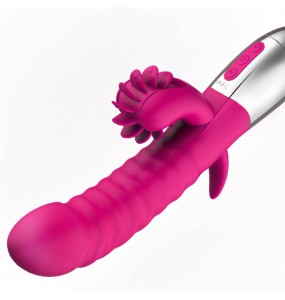HK LETEN Wild Vibration Flywheel Tongue Clitoral G Spot Intelligent Heating Vibrator (Chargeable - Red Rose)